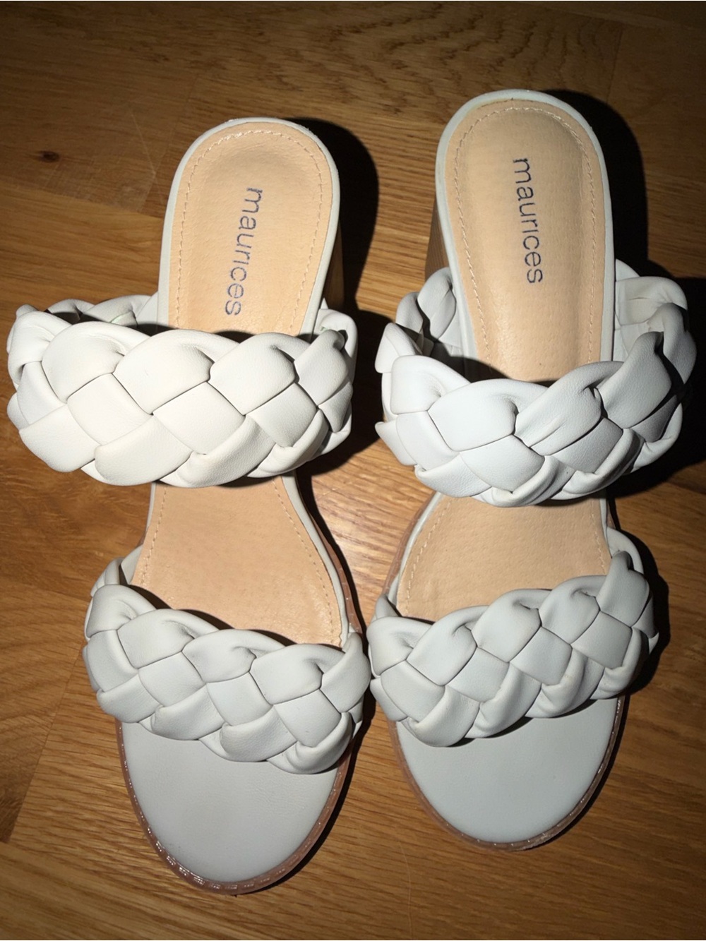 Maurices Light Gray  Braided Double-Strap Slide Sandals